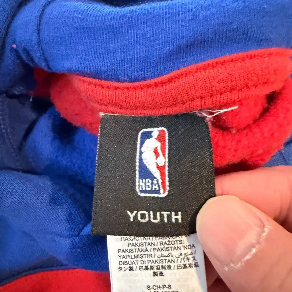 Philadelphia 76ers Youth Hoodie 140-150cm Red Blue Gray Colorblock NBA Sixers